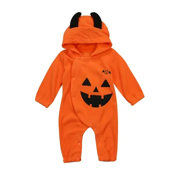 

2018 Fashion Cute Newborn Infant Kids Baby Boy Girls Halloween Pumpkin Romper Hooded Jumpsuit Clothes Outfits 0-24M