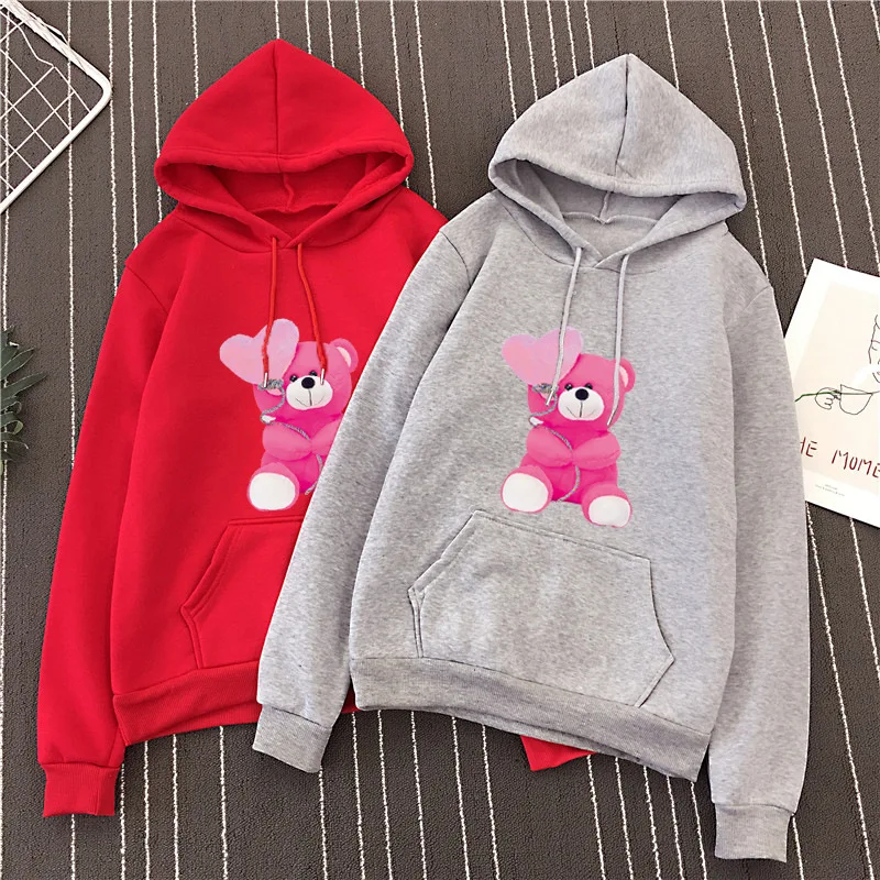 Harajuku FAMINGKA/Модная женская толстовка с капюшоном пуловеры мультяшным принтом пара