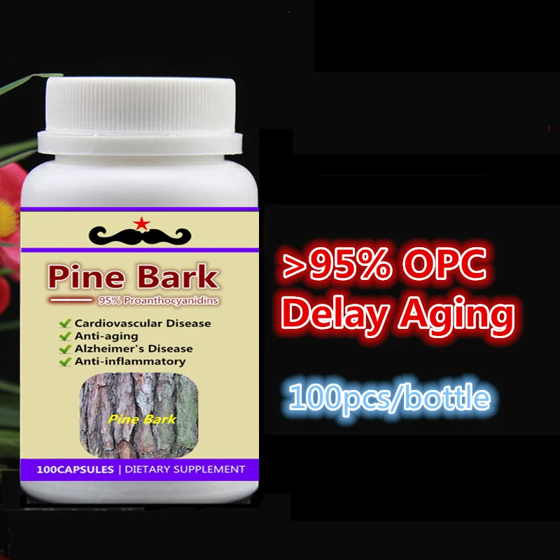 

95% OPC Pine Bark Extract, For Cardiovascular Alzheimer Anti-aging Anti-inflammator - 100pieces/bottle,Free shipping