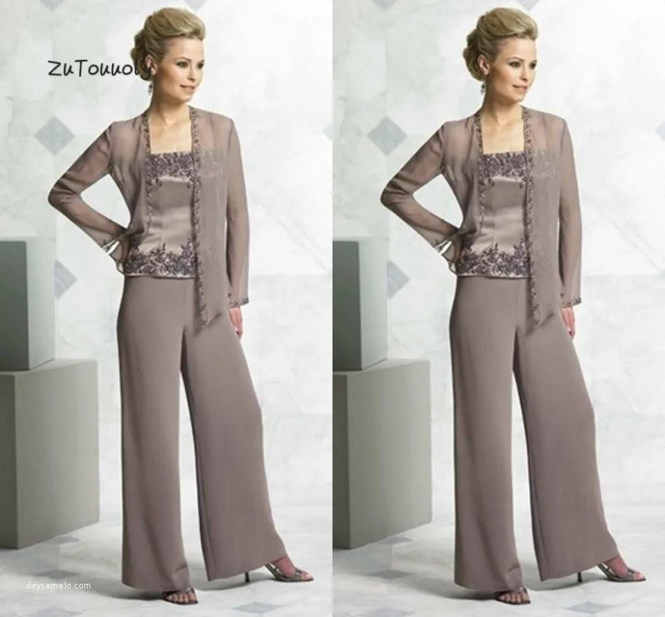 3 pc embellished chiffon pantsuit