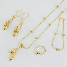 Anniyo, ожерелье с маленькими бусинами, браслет, серьги, кольцо для женщин/девушек, модные шармы, ювелирные изделия золотого цвета#055502
