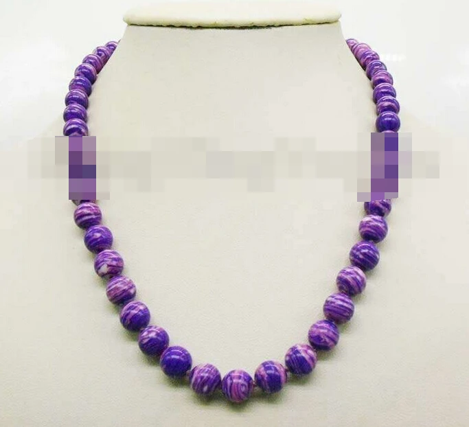 

3237 Round Purple Pattern turquoise Alloy clasp Chain necklace