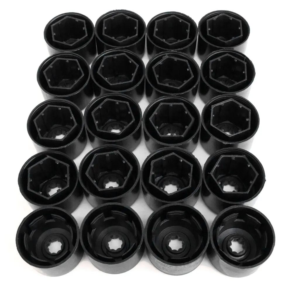 

New 20Pcs ABS Plastic Vehicle Auto Nut Bolt Cover Cap Car Wheel Nut Bolt Cover Cap 17mm Black Engraved For VW Hub
