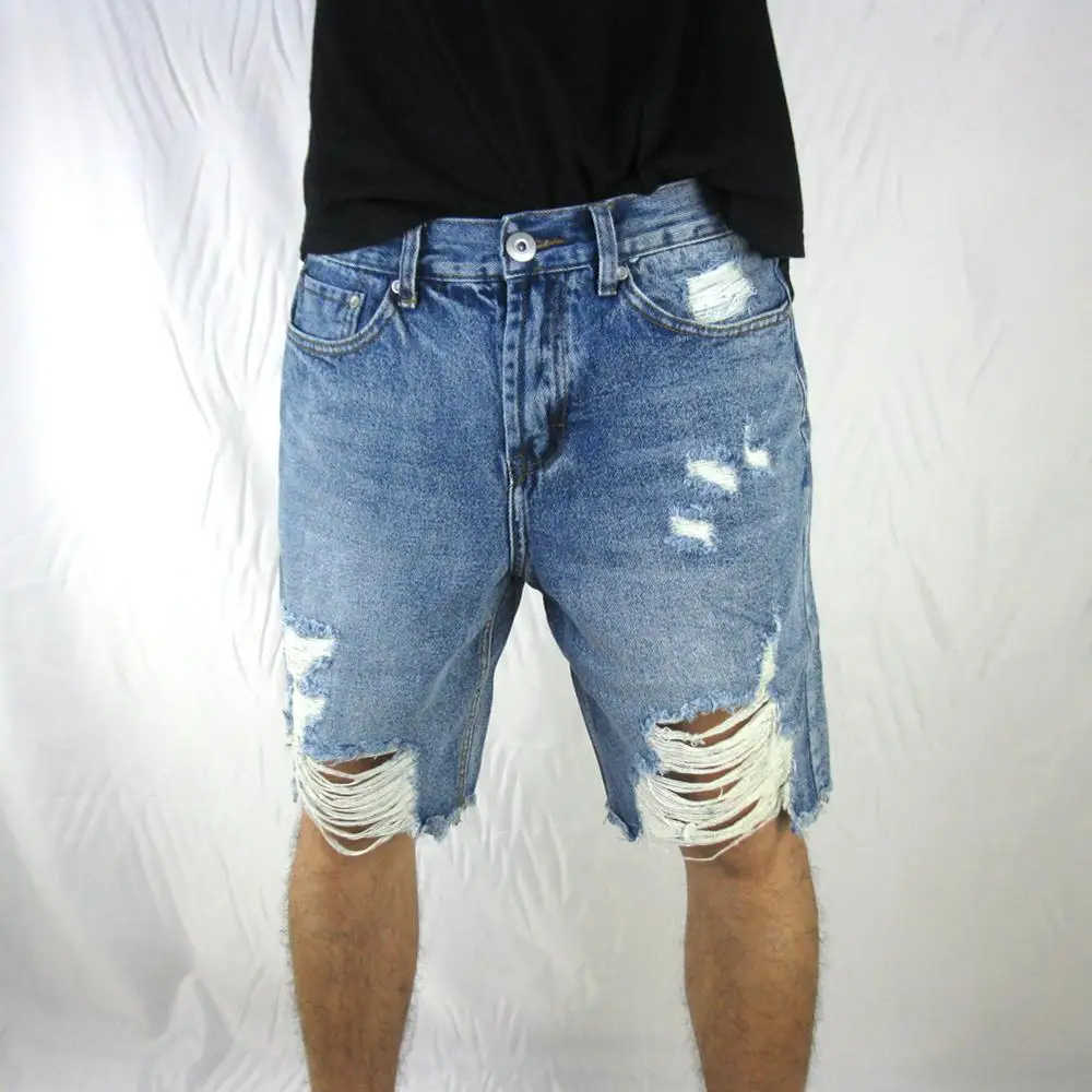 Новинка, хит, модные, уличные, мужские, разрушенная деним, шорты, мужские, хип-хоп, уличные, повседневные, крутые, синие, рваные, джинсовые шорты, свободные шорты
