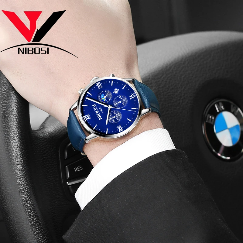Montre Homme Marque De Luxe NIBOSI 2018 мужские часы брендовые роскошные кожаные