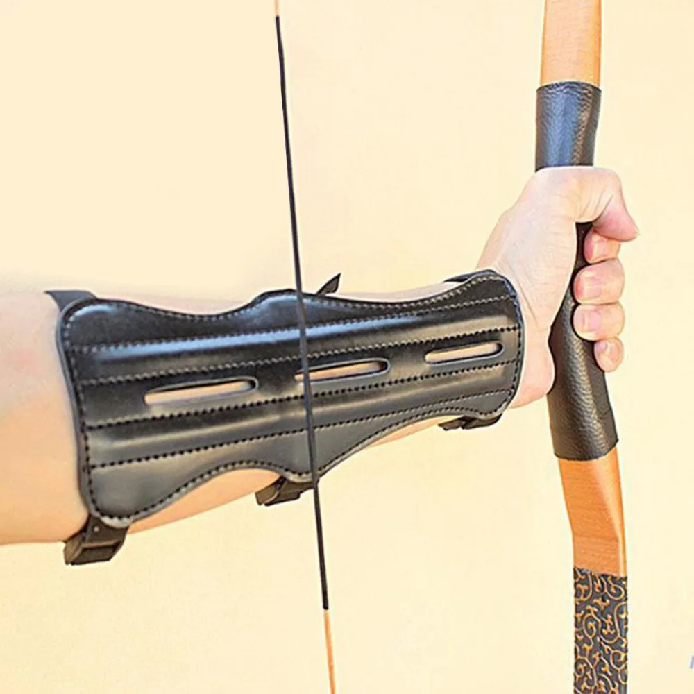 Новое поступление, 1 шт., из искусственной кожи, 3 ремешка, для стрельбы из лука, для защиты рук, для охоты на открытом воздухе