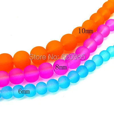 Mix Color Dull Polish Fluorescent Round Iridescent Neon Glass Spacer Beads  4 6 8 10 Mm For Diy Necklace&bracelet Gb055 - Beads - AliExpress