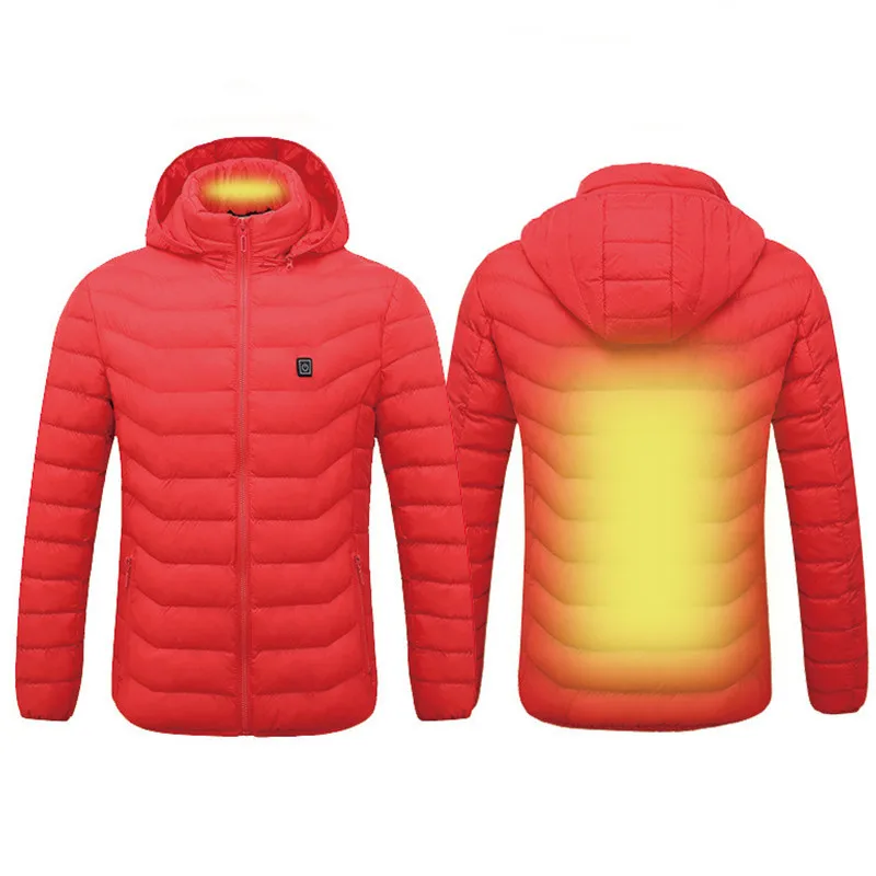  Outdoor Heated vest Coat Mens Women USB Electric Battery Long Sleeves Heating Hooded Jacket Warm wi