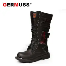 Осенне-зимние ботинки до середины икры из искусственной кожи для мужчин размера плюс 47 48; Модные дышащие мужские мотоциклетные ботинки; обувь на низком каблуке