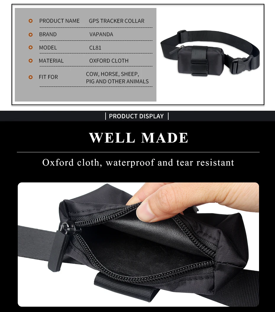 Vapanda Gps Collar Black Pet Collar For Cow Large Dog Horses Pigs Waterproof Pouch Smart Gps Tracker Collar No Gps Include Hunting Bags Aliexpress