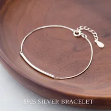 Очень тонкий настоящий. Стерлинговое Серебро 925 пробы-ювелирный браслет на удачу/браслет-цепочка из стерлингового серебра 925 пробы GTLS299