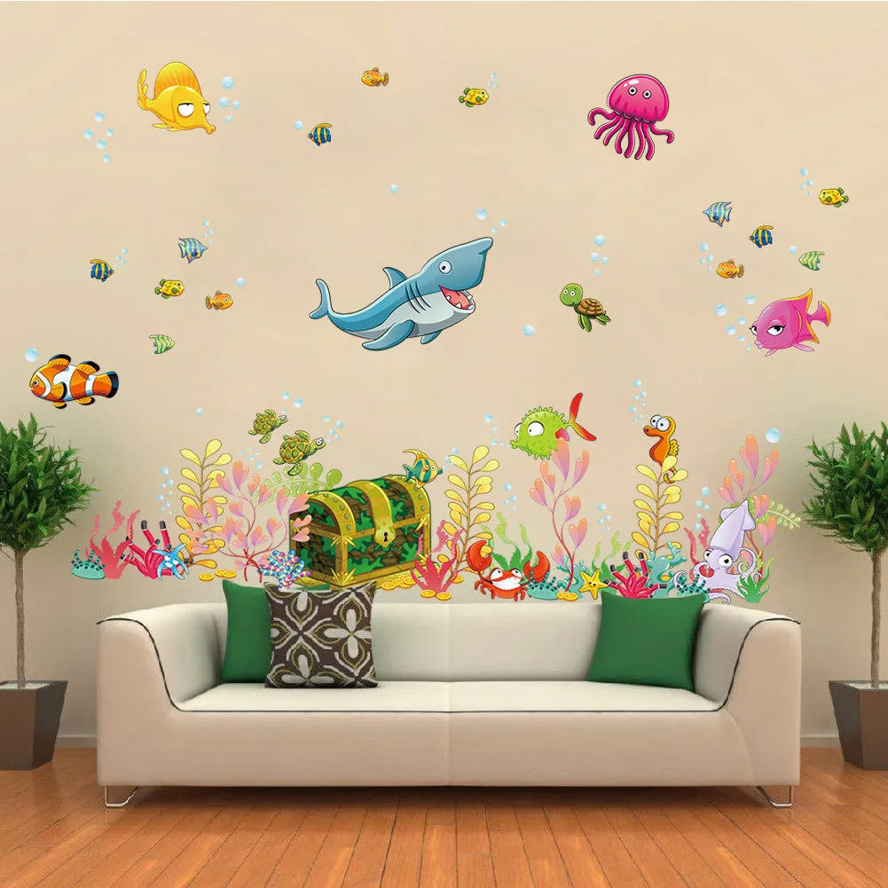 Cartoon Magical Underwater World Wall Sticker Bathroom Stickers Retro Poster Wallstickers for Kids Baby Rooms Bedroom Decoration Cartoon Magical Underwater World Wall Sticker Bathroom Stickers Retro Poster Wallstickers for Kids Baby Rooms Bedroom Decoration