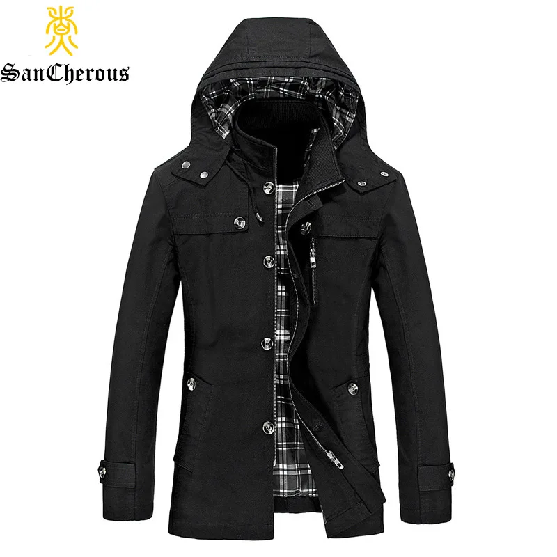 

2019 High Quality Spring Autumn Hooded 3 Colors Men Jackets Cotton Casual Men Coat Plus Size M-5XL