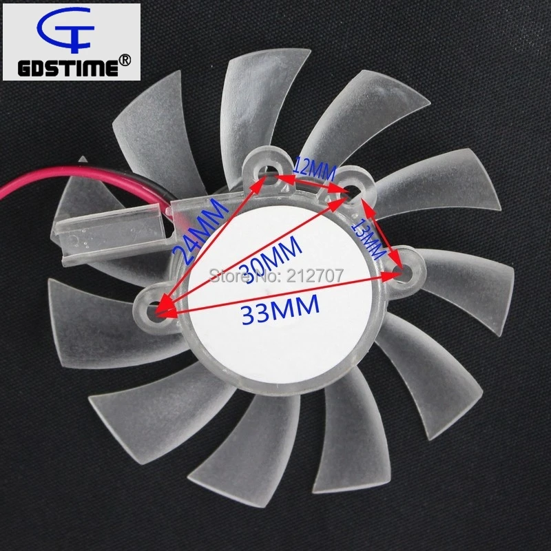 100 шт./лот Gdstime 12 V 2Pin компьютерная графика VGA Видеокарта 65 мм вентилятор охлаждения