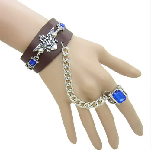 Anime-Black-Butler-Kuroshitsuj-Ciel-Bracelet-with-Ring-Chain-Cosplay-Costume-Prop (1)