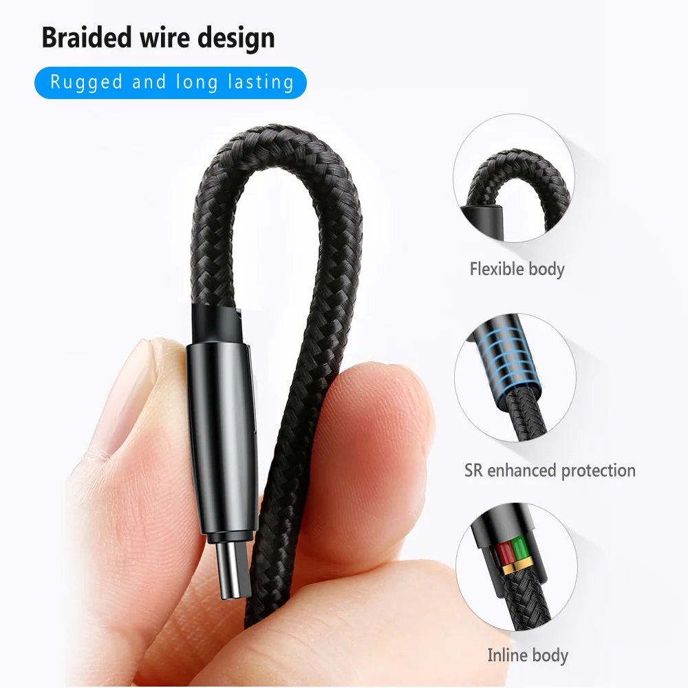 2.1A USB نوع C/8 دبوس/المصغّر USB كابل USB-C الهاتف المحمول سريع كابل شحن ل فون X سامسونج غالاكسي s10 S9 هواوي P20 برو
