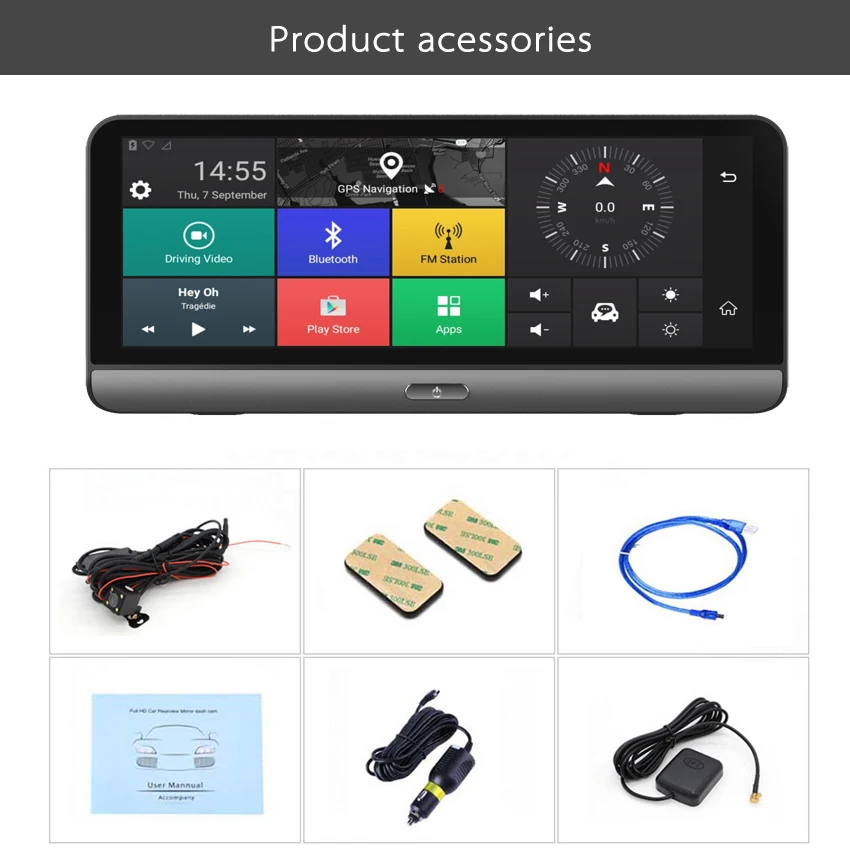 Автомобильный видеорегистратор ANSTAR Pro 3G/4G GPS 8 " Android 5 1 FHD 1080P Wi Fi мониторинг