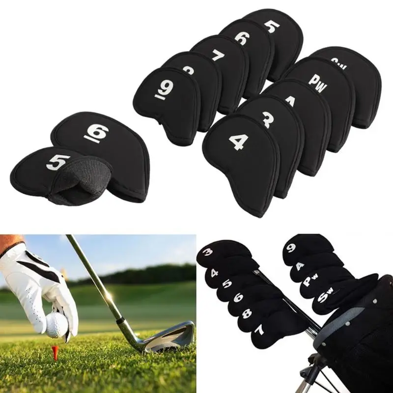 10 шт. чехол клюшки для гольфа клуб железа клюшки защита головы набор неопрена Черный Z65