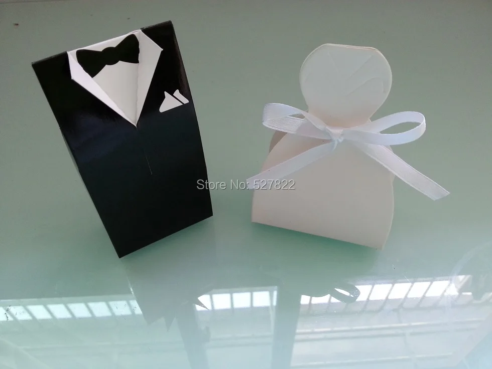 4000pcs (2000 pairs) X Bride and Groom Wedding Favor Boxes and gift box candy box with Ribbon Free Shipping