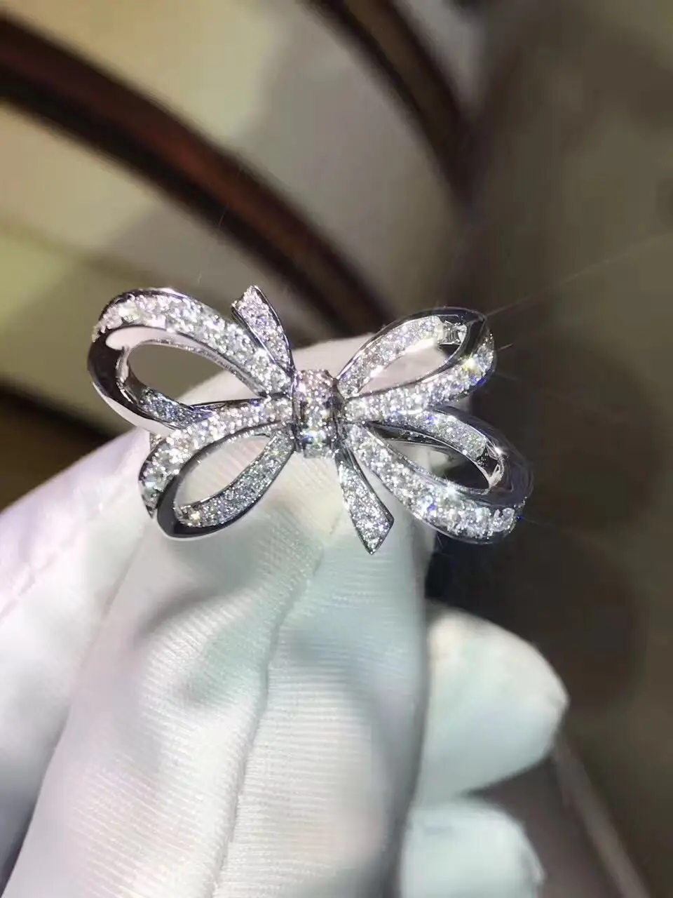 

TR020 jewelry sona Simulated Gem rings for women,Sterling silver ring open ring, bow ring