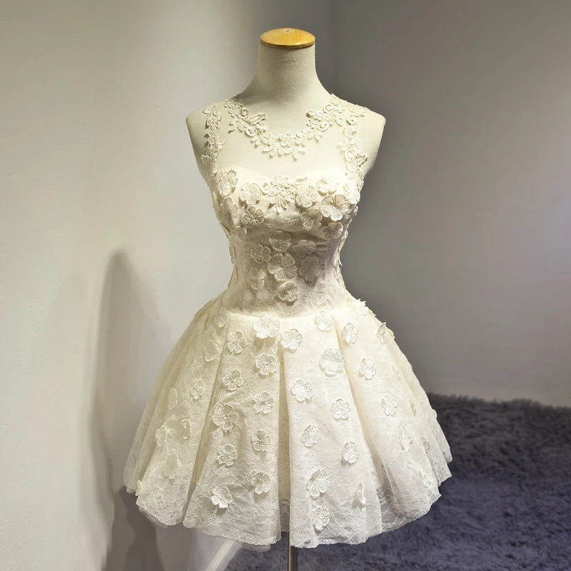 

2016 Sexy Custom Made Lace Appliques A-Line Evening Dresses Short Handmade New Arrival Prom Dresses Pary Gowns