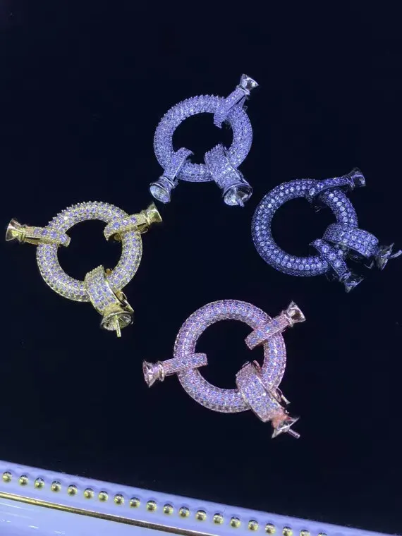

6pcs 20-30mm Micro Pave Diamond Connectors Crystal Steering wheel shape Spring Ring Clasp