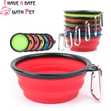 2 шт. складной силиконовый кормушка для кошек, миска для собак, портативный дорожный контейнер для еды для маленьких и средних собак, миски с черной каймой, товары для домашних животных