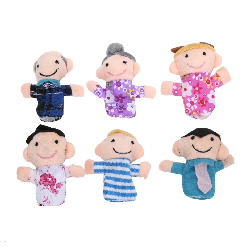 

6Pcs/lot Family Finger Puppets Plush Toys Boy Girl Finger Fantoche Doll Kids Children Birthday Gift Child Baby Favor Marionetas