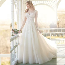 Custom made Wedding Dress Princess Long Sleeve Elegant Lace Rode De Mariage 2017 V Neck Sexy Sheer Back Bridal Wedding Dresses