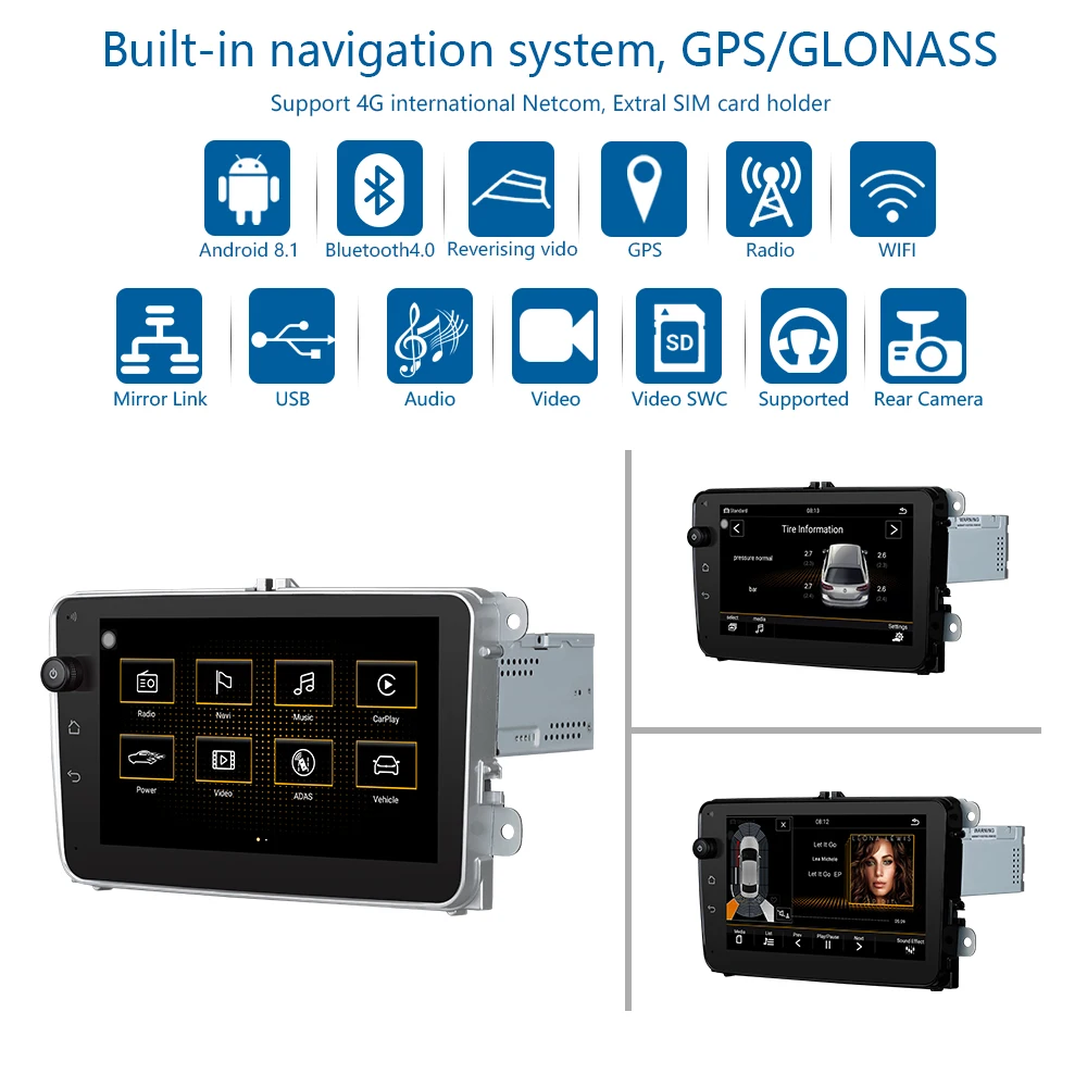 Excellent car multimedia video dvd player android 8.1 2G/32G gps bluetooth for VW Passat CC/golf6/GTI/Skoda Fabia/Octavia/Superb 3