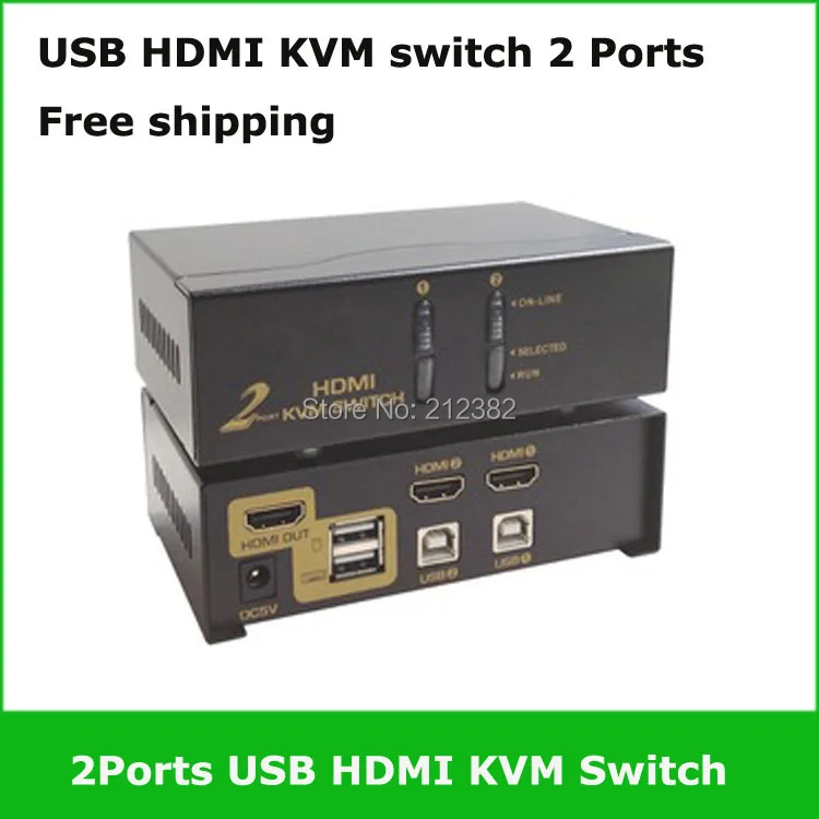 2Port USB HDMI KVM switch,kvm switch hdmi 2 ports Free shippinghdmi usb kvmhdmi cable for mac