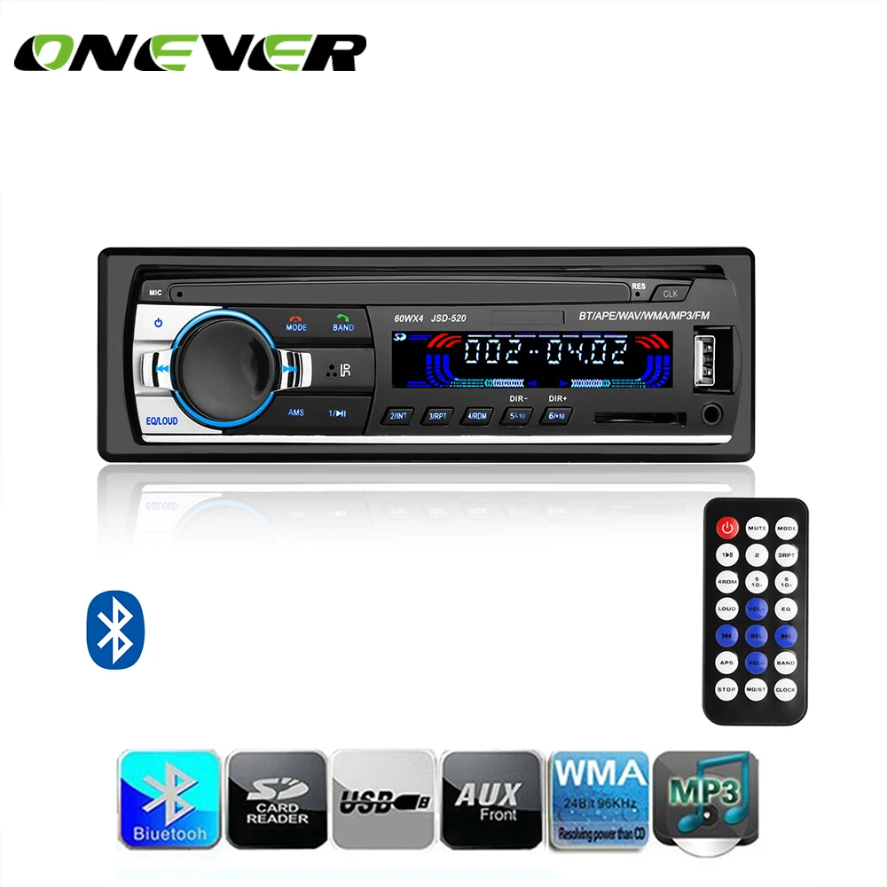 Onever Bluetooth MP3 плеер FM Радио стерео аудио Музыка с в тире слот AUX вход SD USB DC 12 В