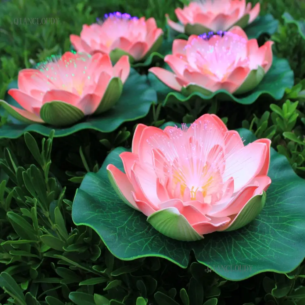 5 pieces Artificial waterproof Led Optic fibre Light Floating Pink