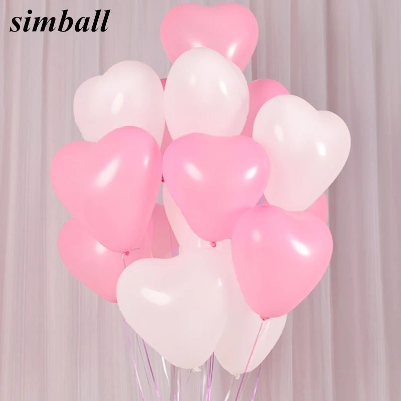 

20pcs/lot 2.2g Romantic Lovely Red Heart Shaped Pearl Latex Balloons Wedding Birthday Party Decor Valentines Day Inflatable Ball