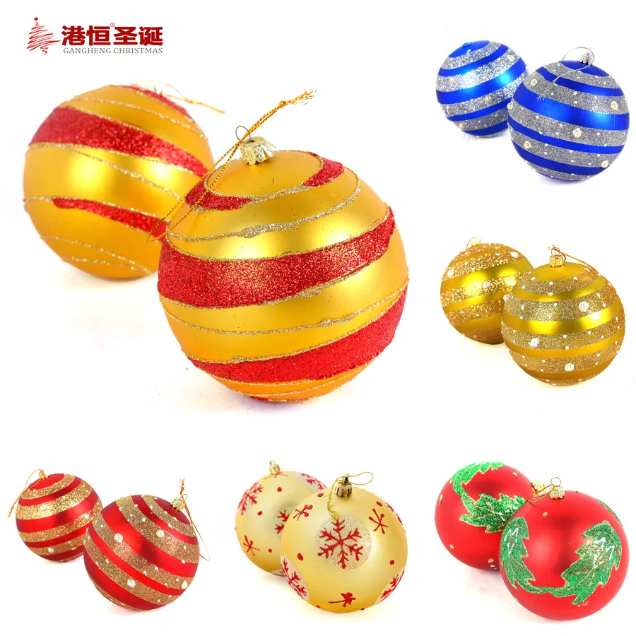 2 pz Albero Di Natale Decorazioni di Diametro della Sfera 10 cm Appeso Colore Disegno Palle di Natale Capodanno Casa Cerimonia Nuziale Del Partito Ornamento