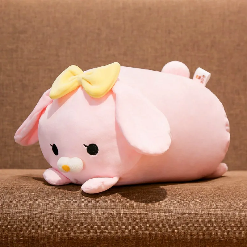 Плюшевая игрушка маленький белый кролик кукла перо хлопок спальный подушка подарок на день рождения девочки - Цвет: Розовый