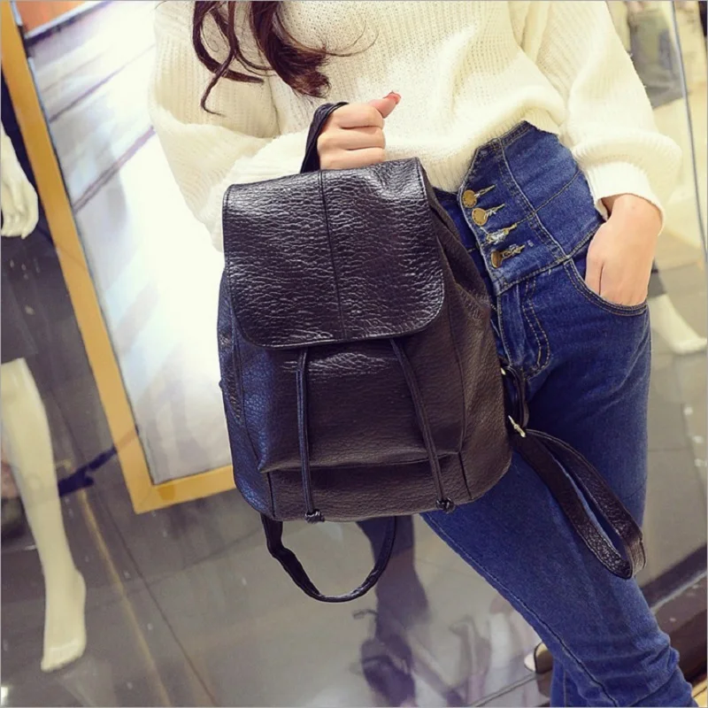 Women Backpack High Quality PU Leather Mochila Escolar School Bags For Teenagers Girls Top handle Backpacks