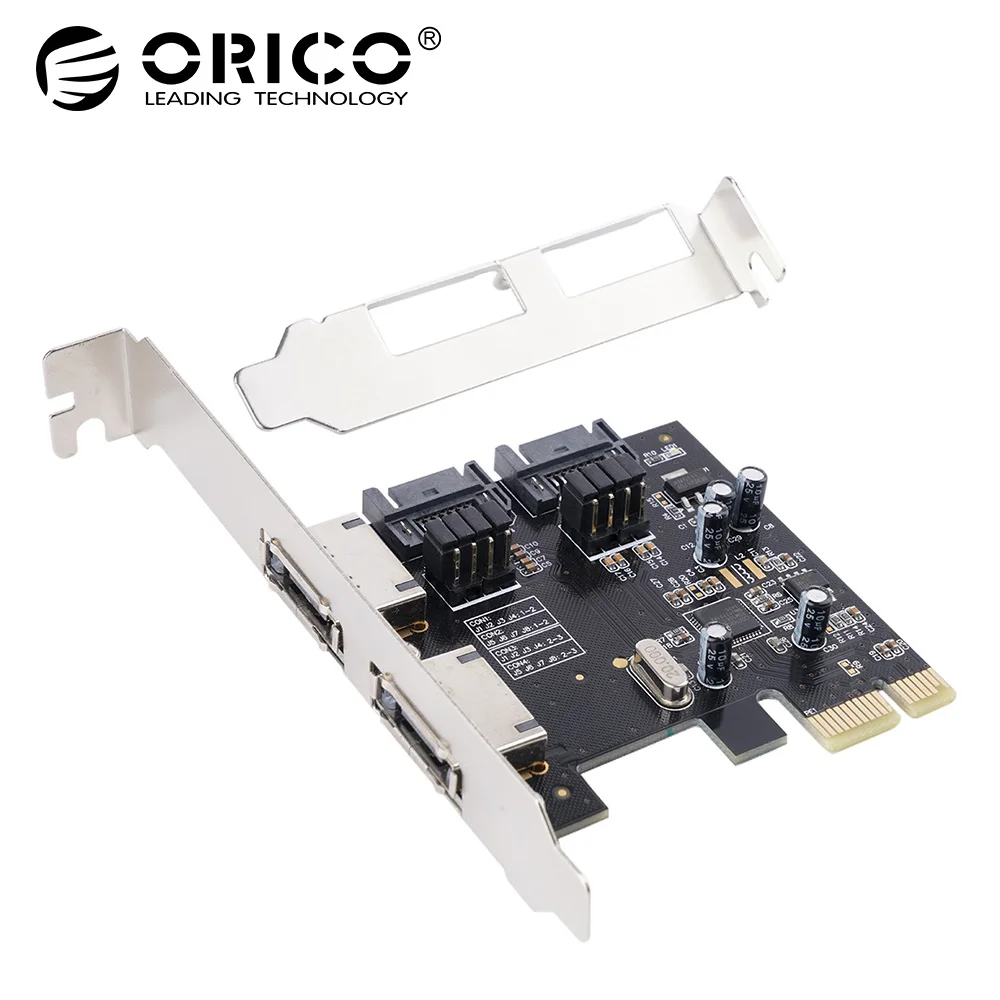 ORICO PCI-E для SATA3.0 и eSATA Плата расширения ASM1061 чип PCI-E X1 для SATA и ESATA Поддержка 6 Гбит/с NCQ протокол - Цвет: Черный