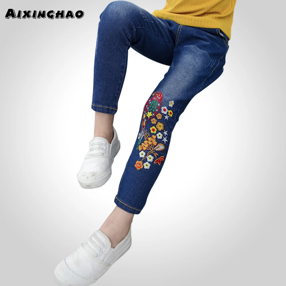 

Artishare Kids Girls Jeans Floral Embroidery Kids Girl Jeans Big Children Skinny Jeans Denim Teen Clothing For Girls 6 8 12 Year