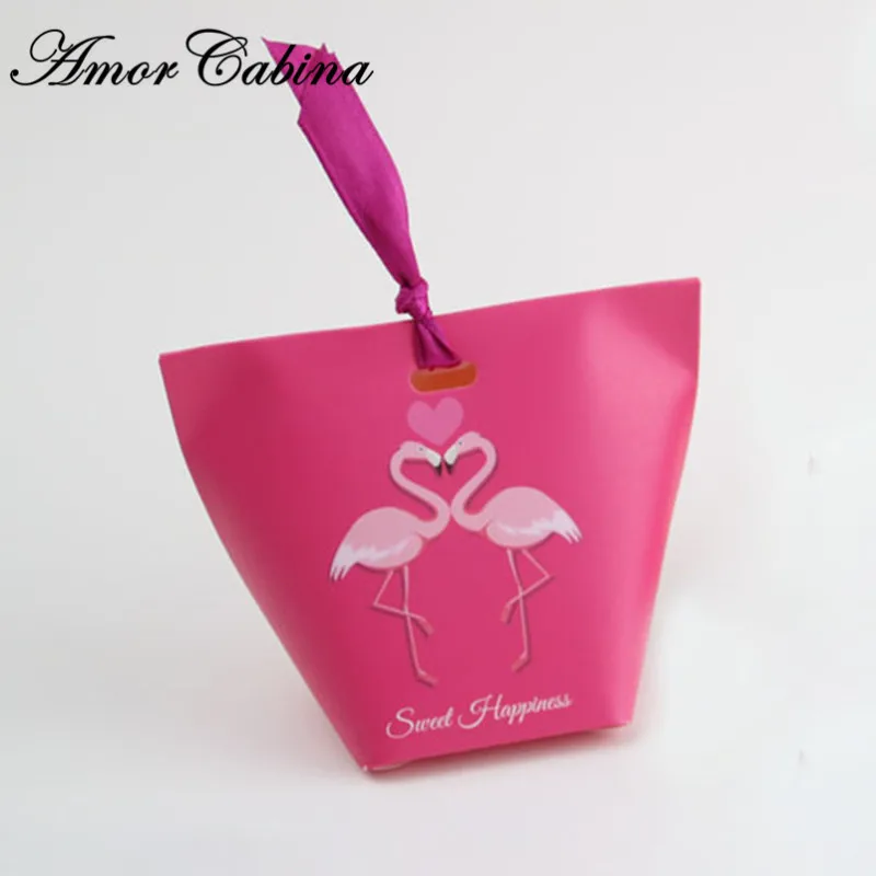 50pcs Cartoon flamingo candy box chocolate gift box wedding souvenir wedding gift for guests wedding gifts and party gifts