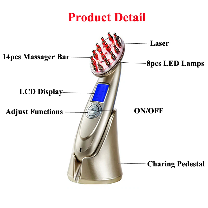 Estimulador do Folículo de Cabelo Perda de Cabelo do Cabelo Cabelo do Laser Elétrica Bio Microcorrente no Couro Cabeludo rf Ems Nutrir Anti do Laser Cabeça Relax Massager Máquina 3 High Quality massager cordless