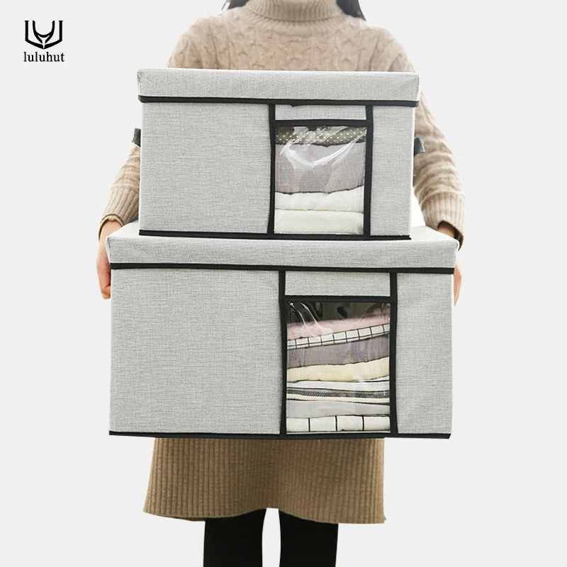 luluhut oxford clothes storage box foldable underwear quilt storage container with perspective window wardrobe organizer