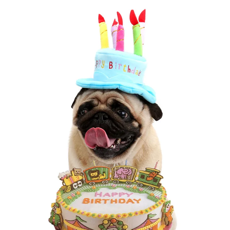 

Cute Pet Cat Dog Happy Birthday Caps Soft Material Candles Design Pets Cap Hat Birthday Party Costume For Puppy Small Dogs Cats