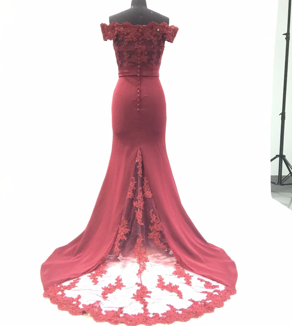 off-the-shoulder burgundy bridesmaid dresses