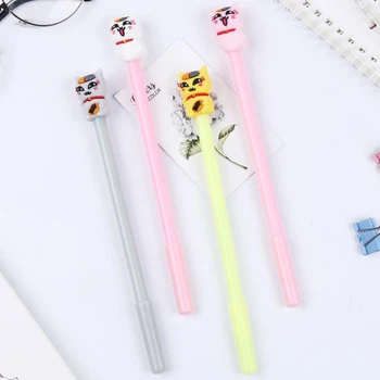 

4 Pcs/set Cartoon Lucky Cat Modeling Gel Pens Kawaii Stationery Animal Money Fortune Cat Signature Pens School Office Supplies