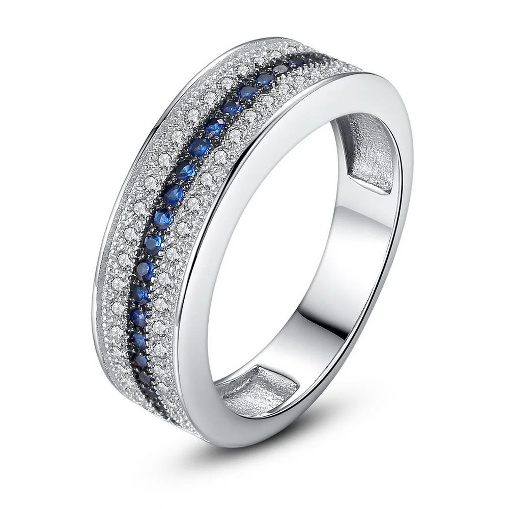 

Blue White Semi-precious Silver Color Ring Women Wedding Date Bridal Jewelry Christmas Gift