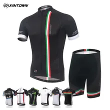 Набор для езды на велосипеде для мужчин, 7 цветов, простой узор, Быстросохнущий дышащий велосипедный комплект, летний короткий рукав, велосипед, трикотажный свитер и шорты, одежда для верховой езды