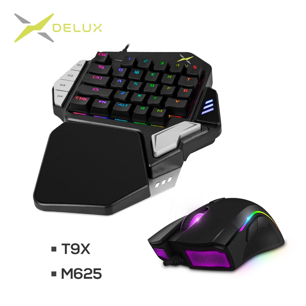 DELUX T9X Wired RGB Backlight Gaming Keyboard M625 Wired Mouse DPI 4000 Light Gamer PC Gaming Mice Keyboard Combos for computer