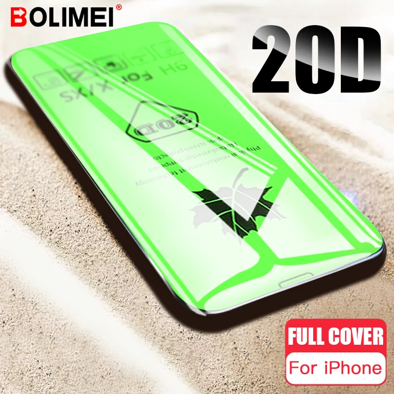 

20D Edge Full Cover Tempered Glass For iPhone 7 Plus Screen Protector Film For iPhone 6 6s 7 8 Plus X Xr Xs Max Protective glass