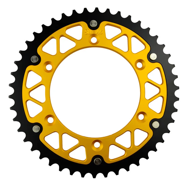 Мотоцикл Запчасти Сталь алюминиевые композитные 45~ 52 Задняя звездочка для SUZUKI RM125 RV90 RM250 RMZ250 RMX250 RMX250S RMX450 - Цвет: 46T